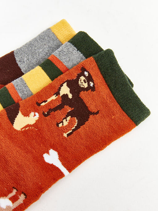 Desenli Erkek ?ocuk Havlu Soket ?orap 3l?