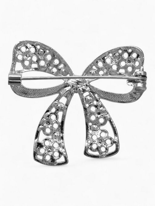 Брошь Бант, цвет белый в серебре