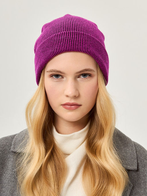 Шапка жен. виск+нейл+каш LB-A53067 fuchsia/black
