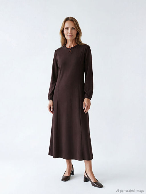 Bisiklet Yaka F?rf?rl? Elbise