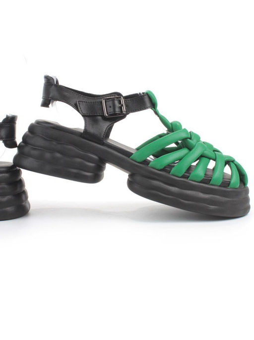 08-PEAG48-2 BLACK/GREEN Босоножки женские (натуральная кожа) - Фабричный китай фото 11