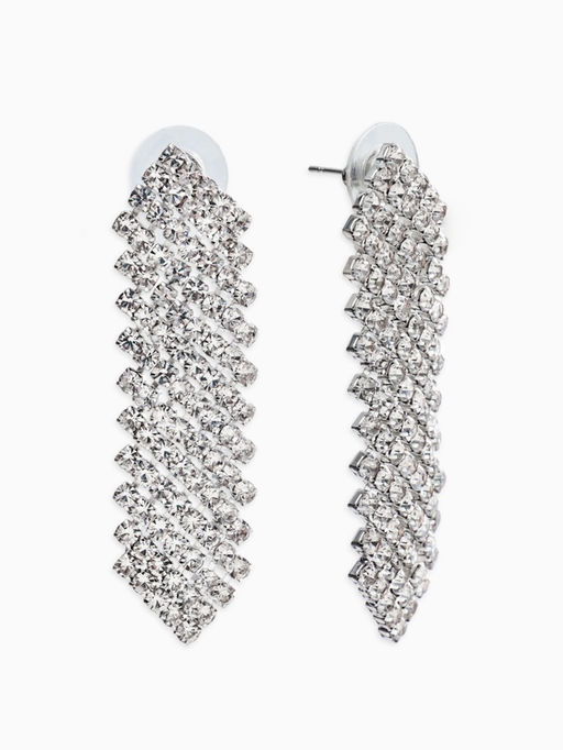 Набор 2 пред-а: серьги, колье со стразами "Лёд" дорожки, d=13,5см, цвет белый в серебре