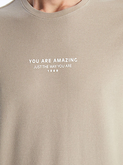 Bisiklet Yaka K?sa Kollu Bask?l? Erkek Ti??rt