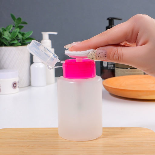 Флакон с помпой, 200 мл, розовый, прозрачный