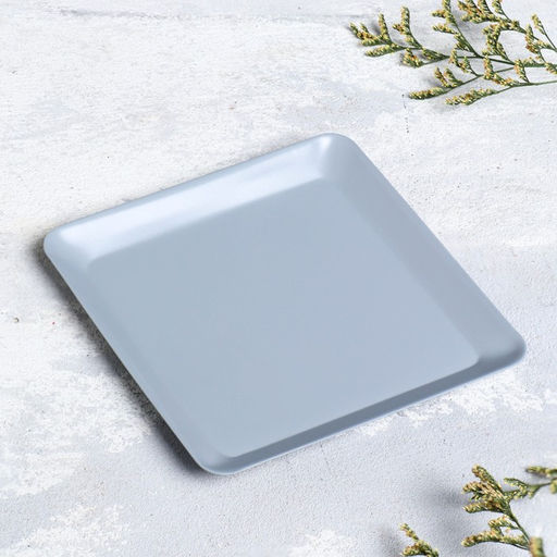 Подсвечник плоский «Тарелка квадро», металл, 12.6×12.6×1.3 см, серый