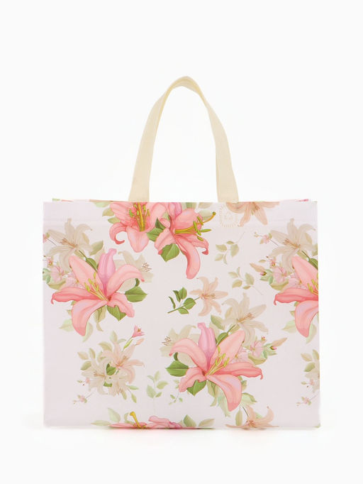 Цена за 2 шт. Сумка хозяйственная без застёжки, с цветочным принтом, 32×10×26 см, белая