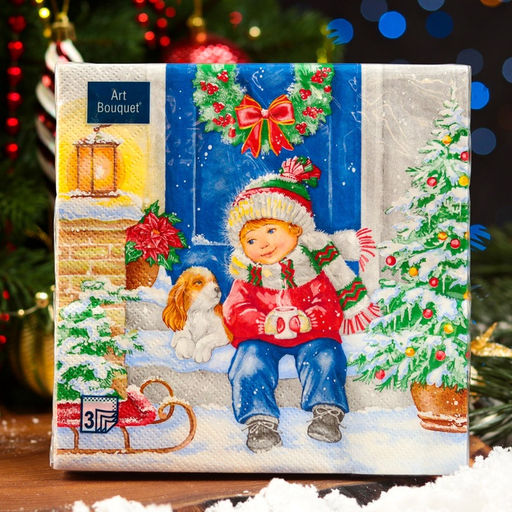 Цена за 2 шт. Салфетки новогодние бумажные Art Bouquet Пришла зима, 3 слоя, 33?33 см, 20 шт.