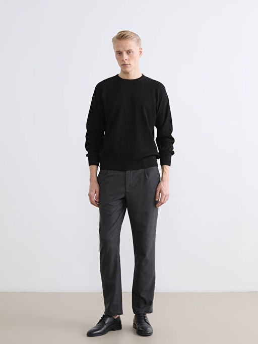 Bisiklet Yaka Fitilli Erkek Triko Kazak