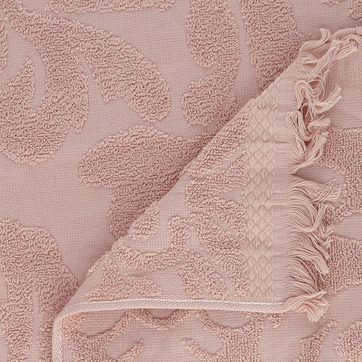 Полотенце махровое "Вензель" 90х180см, хлопок 100%, с бахромой, пудровый (Китай)