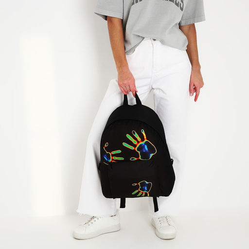 Рюкзак текстильный Отпечаток, с карманом, цвет чёрный - Nazamok фото 11