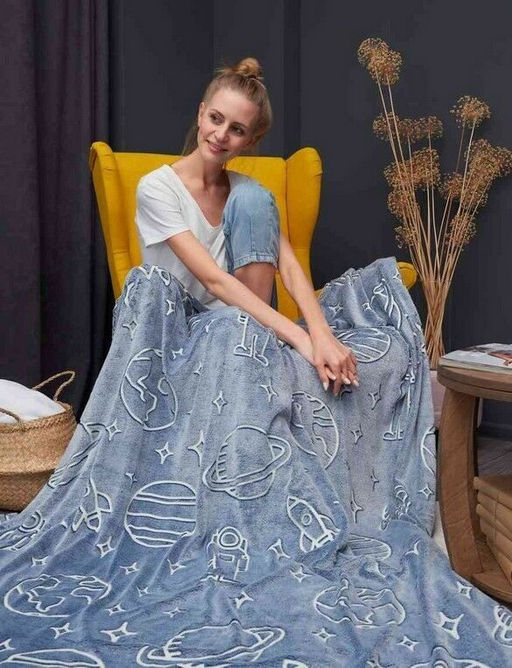 Покрывало-плед Планеты- светится в темноте! фланель-микрофибра 150*200 см. - Лен поволжья фото 3