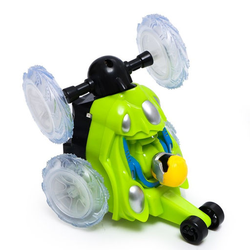 Машина-перевёртыш радиоуправляемая Трюк, работает от батареек, световые эффекты, цвет зелёный - Автоград фото 3