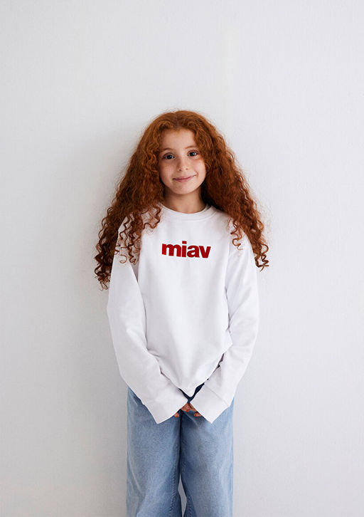 Miav Bask?l? Beyaz Sweatshirt