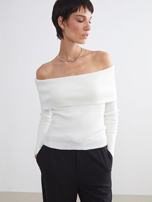 Kay?k Yaka Kad?n Triko Kazak