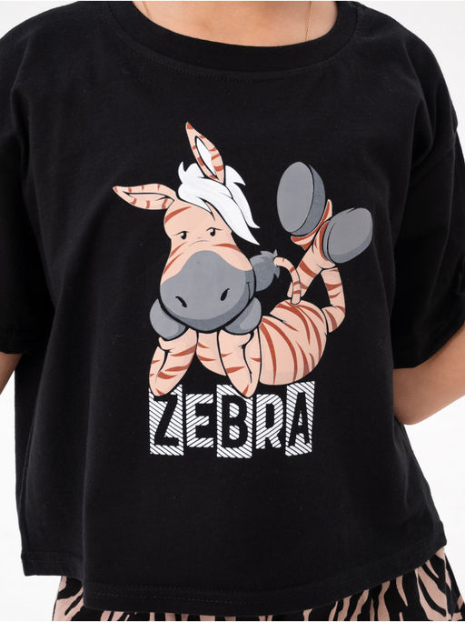 Пижама "Зебра" коричневая детская девочка с шортами