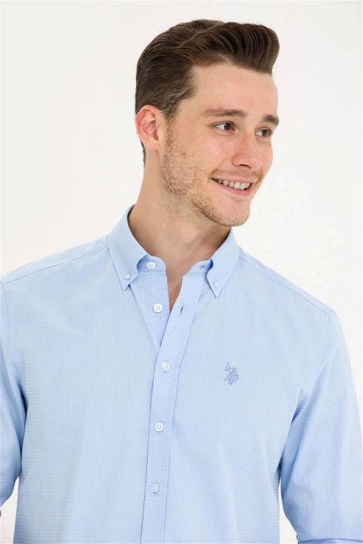 U. S. Polo Assn Мужская голубая рубашка с длинным рукавом - U.s. polo assn фото 9