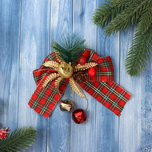 Ёлочная игрушка Зимнее волшебство. Новогодний стиль пластик, бант клетка ягоды, 1411 см, красный