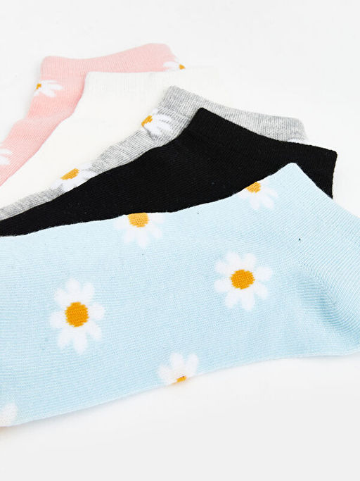 ?i?ekli Kad?n Patik ?orap 5li