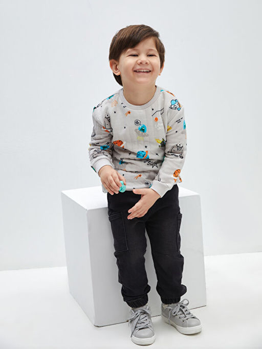 Bisiklet Yaka Uzun Kollu Bask?l? Erkek Bebek Sweatshirt - Waikiki фото 3