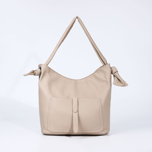 Сумка-тоут на молнии, 2 наружных кармана, цвет бежевый