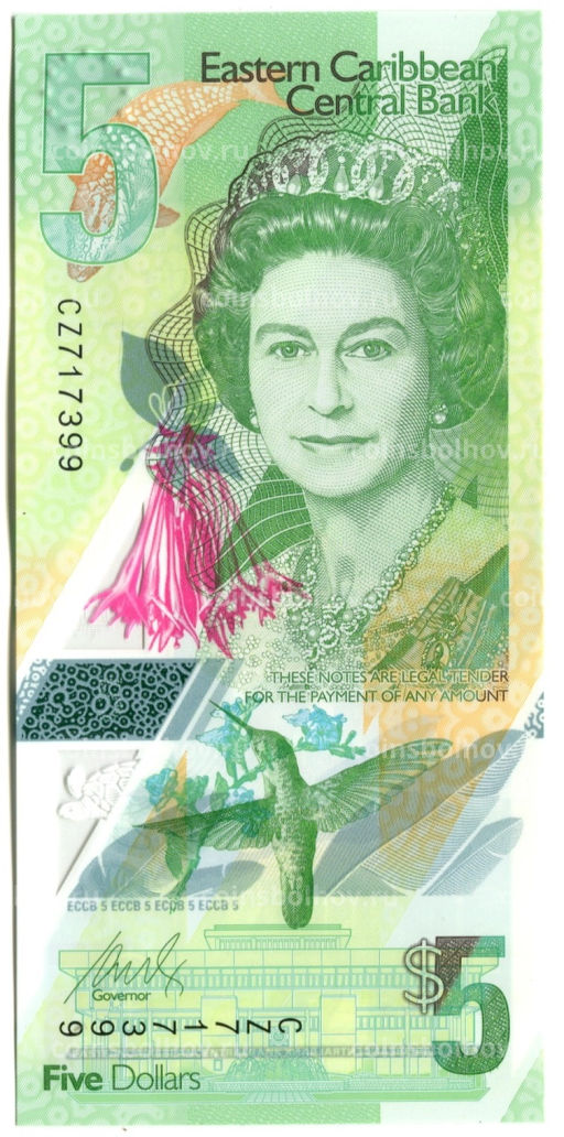 Банкнота 5 долларов 2020 года Восточные Карибы