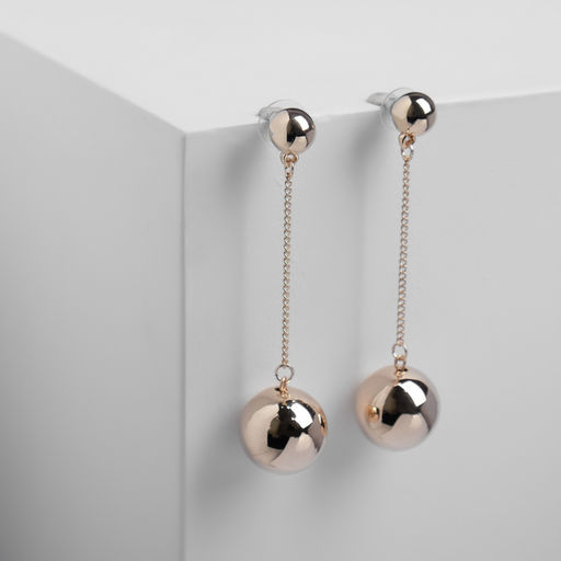 Серьги висячие Грация крупные бусины, 8,5см, цвет розовое золото, 8см - Queen fair фото 2