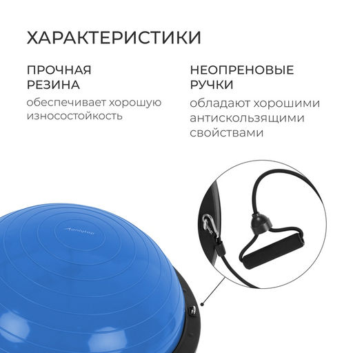 Полусфера BOSU гимнастическая ONLYTOP, 58×25 см, с насосом, синяя