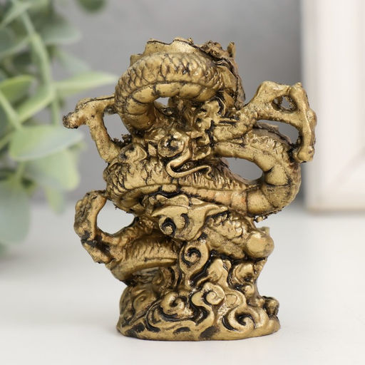 Нэцкэ фигурка полистоун под бронзу «Дракон. Активация», 3.5×6×8 см