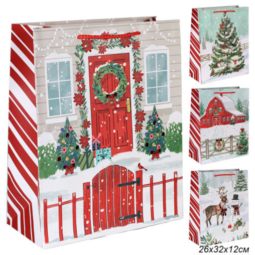 Цена за 12 шт. Пакет подарочный 26х32х12см / 5385L /уп 12/384/Новый год - Галеонтрейд фото 6