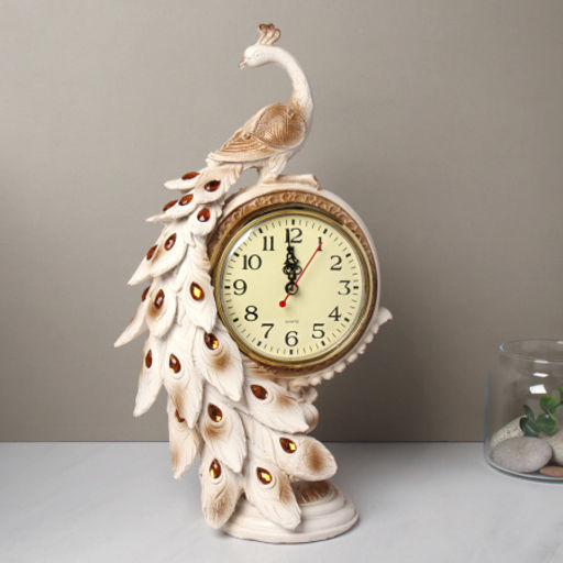 Часы статуэтка Павлин 35 см / 9024A /уп 16/белый - Галеонтрейд фото 4