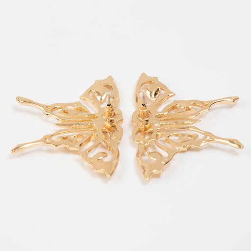 Серьги металл Бабочка ажурная, цвет золото - Qf фото 2