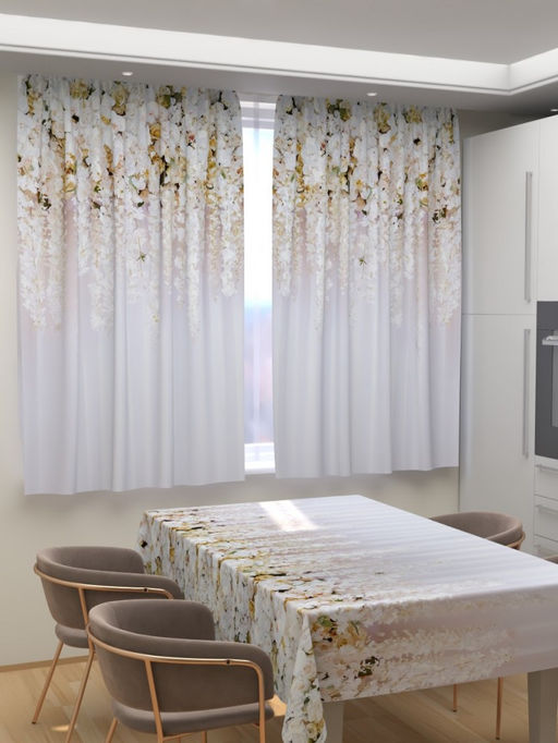 Фотошторы для кухни Белый цветочный водопад Фотошторы ткань Габардин - Ros-decor фото 2