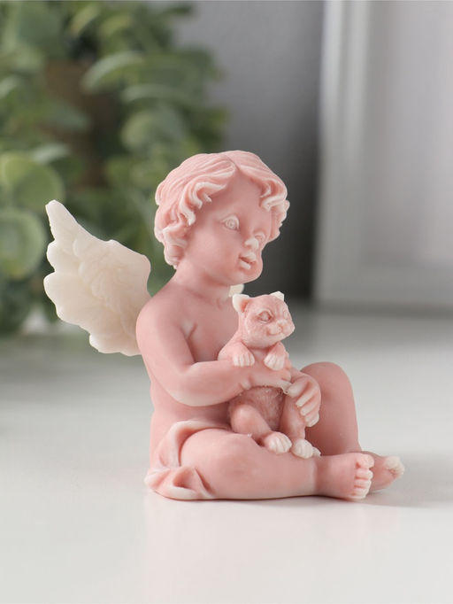 Сувенир "Ангелочек с котенком", 7,2см