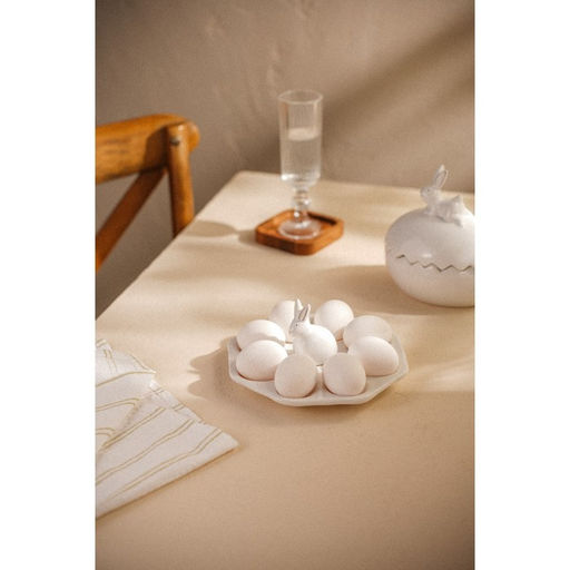 Подставка для яиц SL Home «Пасхальные кролики», 19×9 см, 8 ячеек, керамика, белая