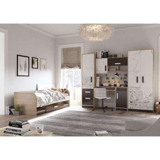 Кровать с ящиком Арабика, 2035х840х660, Дуб Ривьера/Белый-Арабика - Simaland фото 4