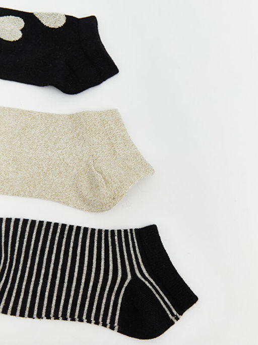 Desenli Kad?n Patik ?orap 3l?