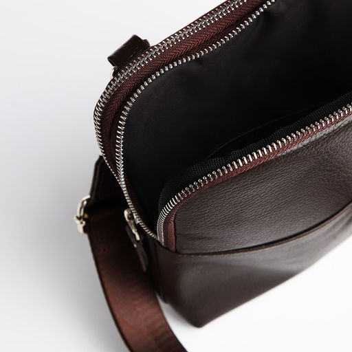 Сумка мужская TEXTURA через плечо, натуральная кожа, цвет тёмно-коричневый  фото 5