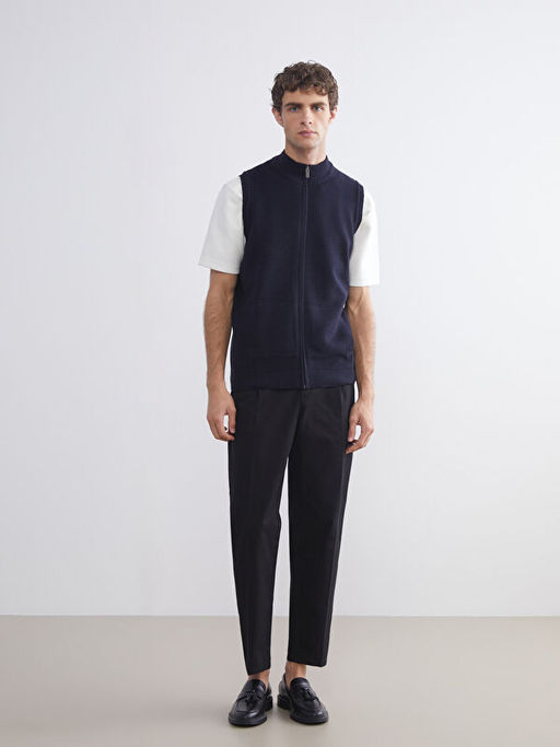 Standart Kal?p Dik Yaka Erkek Triko Yelek