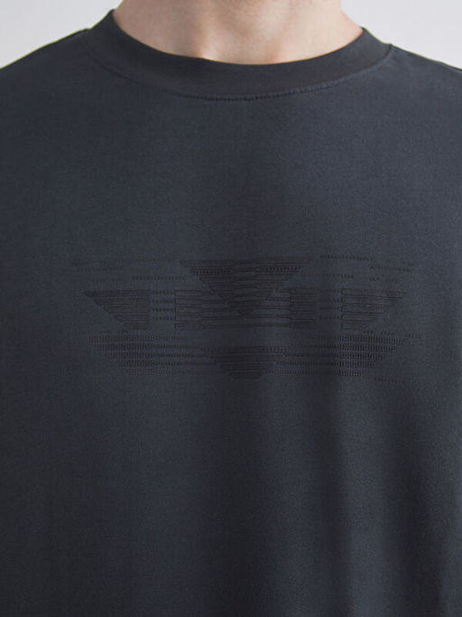 Bisiklet Yaka Bask?l? Erkek Sweatshirt