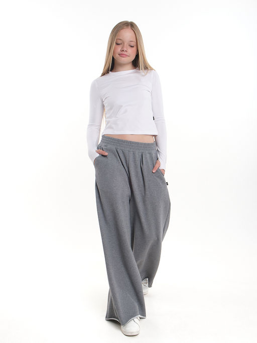 Брюки для девочки палаццо 22-7693 темно-серый меланж - Mini maxi фото 6