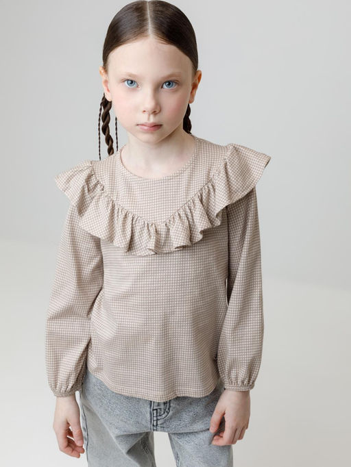 КР 302177/бежевый,гусиная лапка к625 блузка для дев