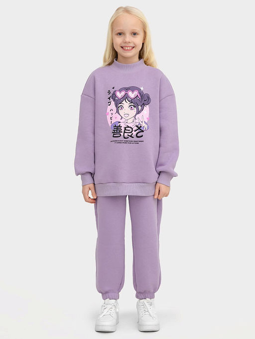Джемпер для девочек в лиловом цвете с печатью - Mark formelle фото 2