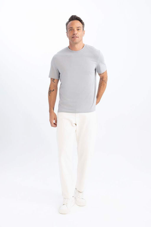 New Regular Fit Bisiklet Yaka Basic Duz K?sa Kollu Tisort - Defacto фото 3