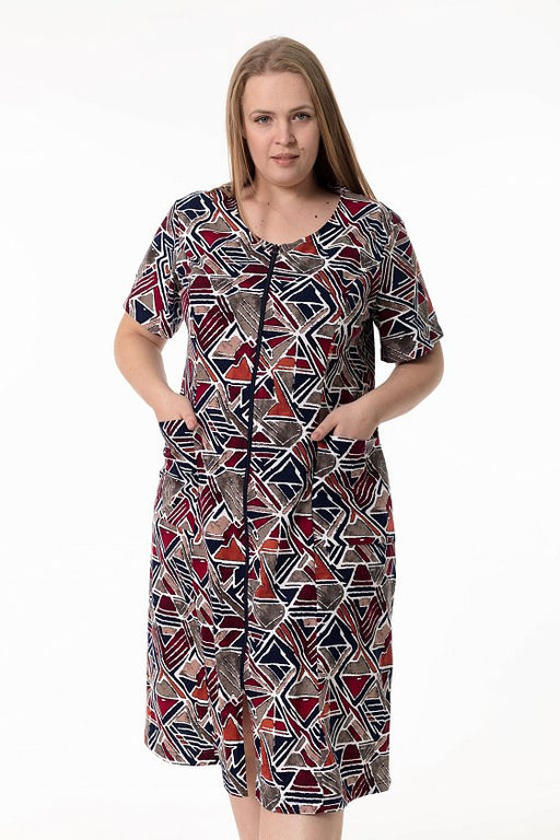 Халат на молнии М31430кс коричневый/синий - Елена фото 5