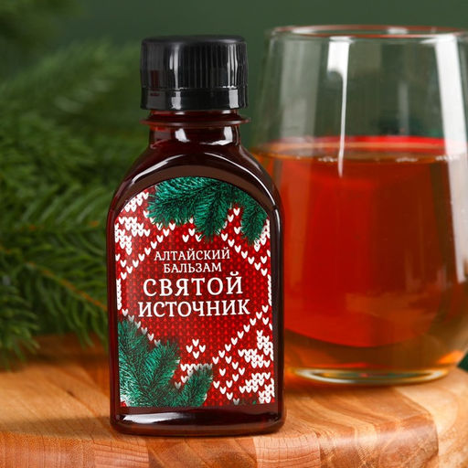 Подарочный набор новогодний «Тепла и уюта»: Чай новогодний травяной 20 г, безалкогольный бальзам 100 мл.