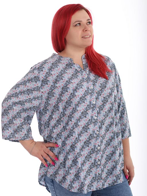 Рубашка женская возрастная с цветочным принтом летняя - Almond фото 2