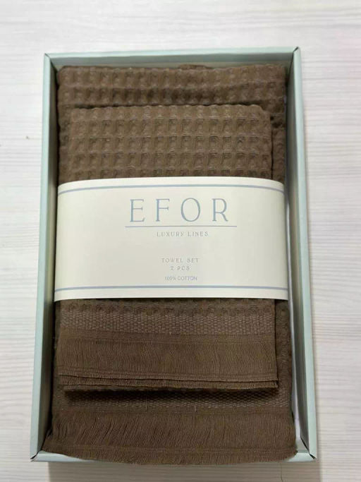 Набор вафельных полотенец EFOR из 2-х предметов (50*90 и 70*140) WAFFLE коричневый KAHVE коробка