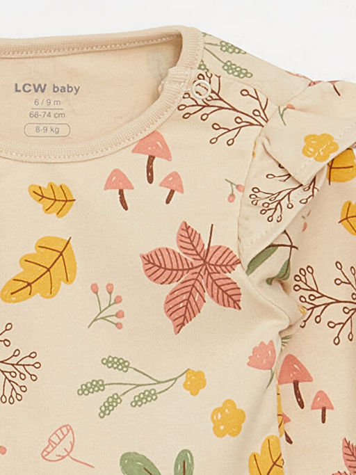 Bisiklet Yaka Uzun Kollu Bask?l? K?z Bebek 3l? Tak?m - Waikiki фото 3