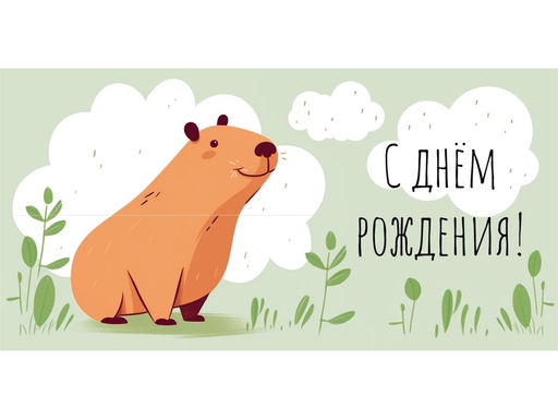 Цена за 2 шт. Конверт для денег Dream Cards "С Днем Рождения! Веселая капибара" (1-11-0142) уф-лак