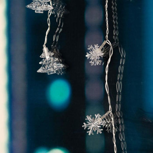 Гирлянда Бахрома 1.8?0.5 м с насадками Ёлки и снежинки, IP20, прозрачная нить, 48 LED, свечение мульти (RG/RB), мигание, 220 В - Luazon lighting фото 7